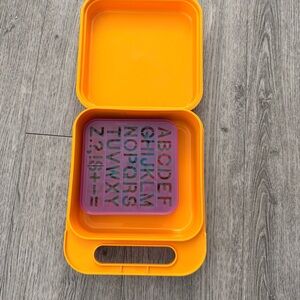 Vintage Lot of  8 Tupperware Tuppertoys Stencil Art Set w/ Yellow Carrying Case